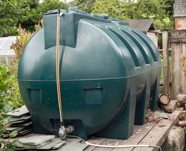 An oil tank in someone's garden