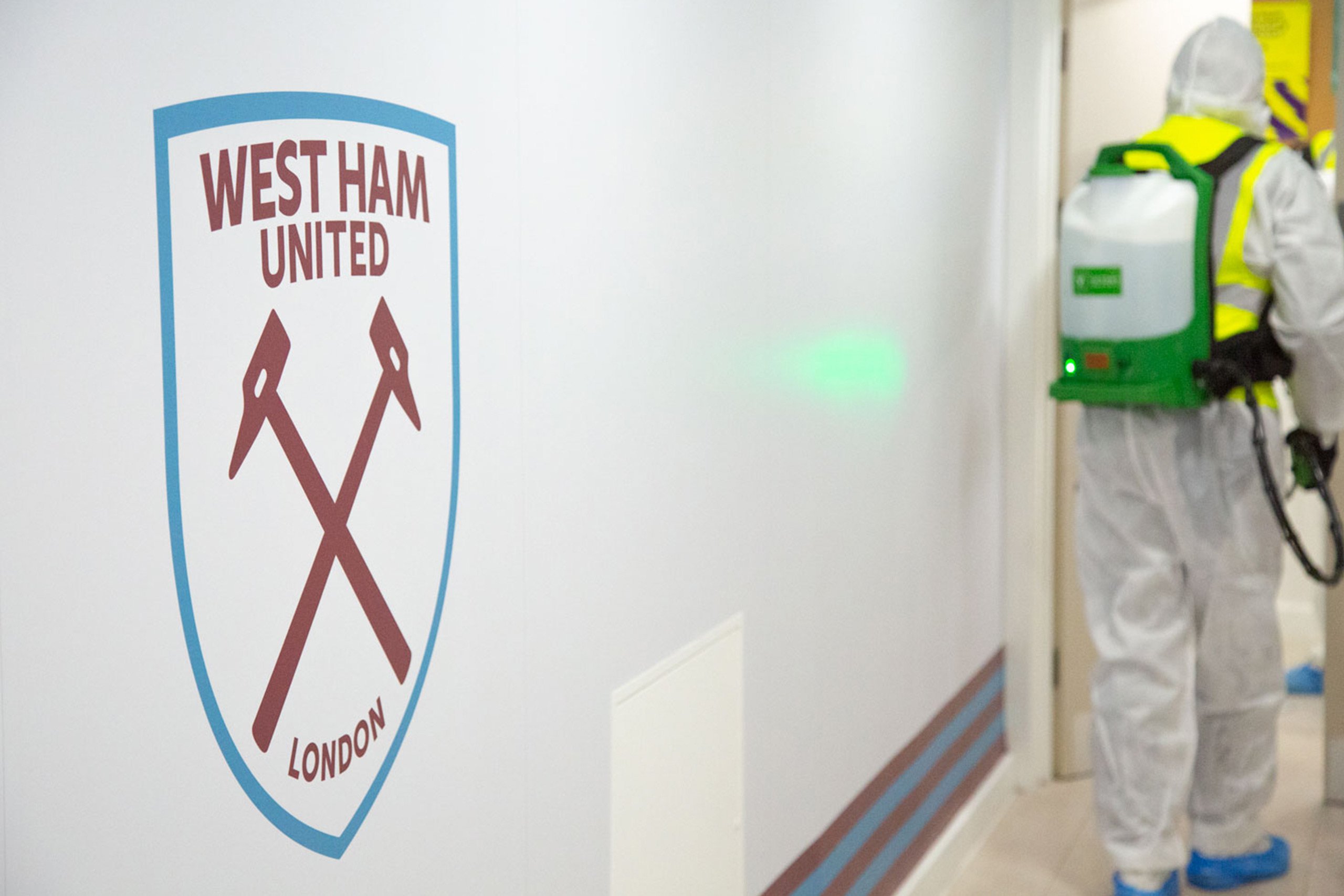 Hallway at West Ham FC with cleaner