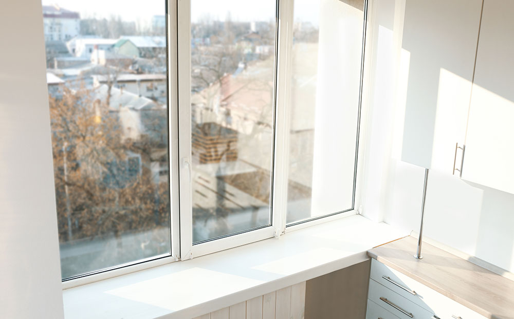 Double glazed windows in a modern flat