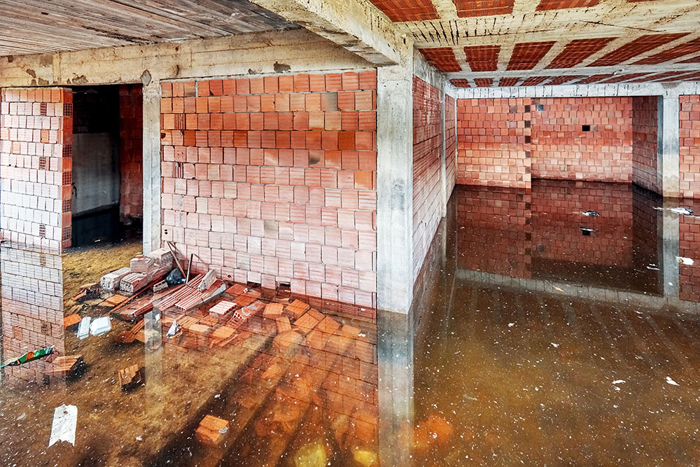 Black water flooded into a basement