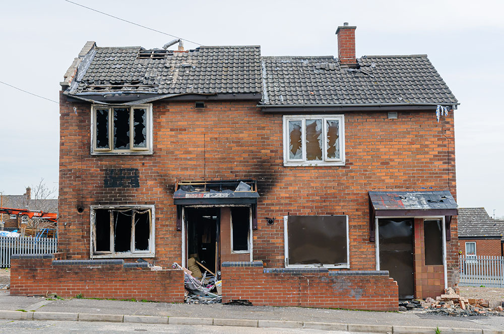 Burnt and vandalised rental home