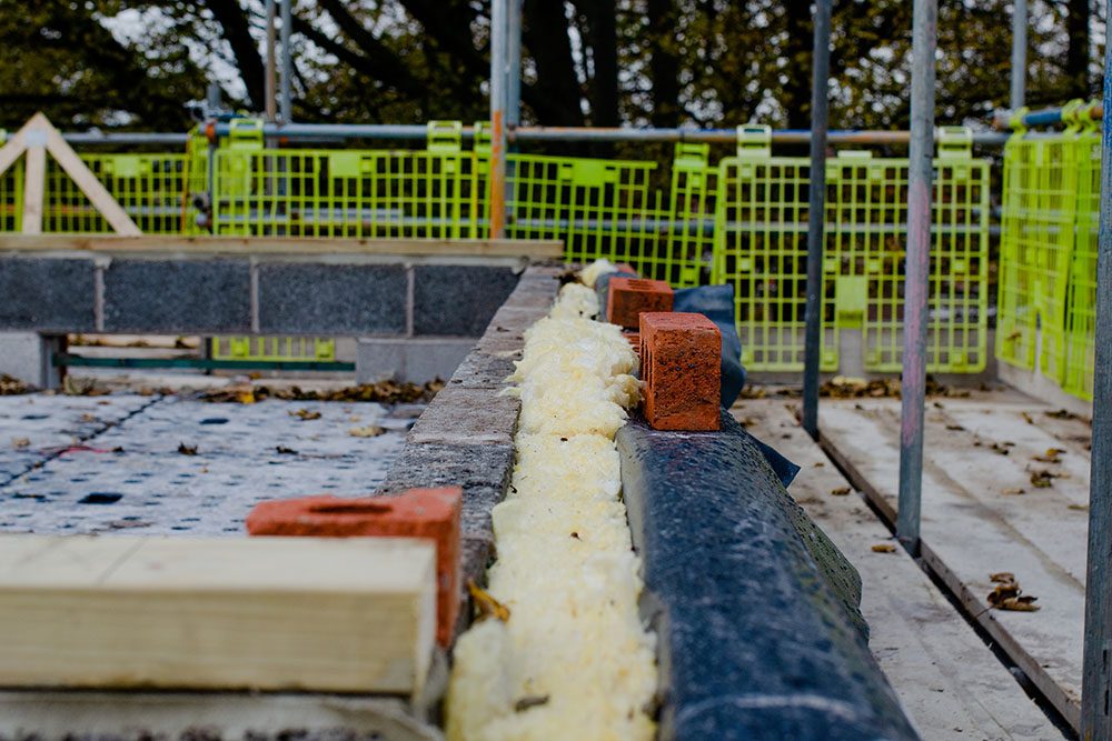 Cavity wall under construction