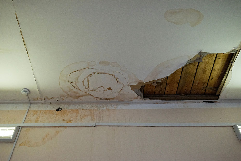 Damp and damaged ceiling