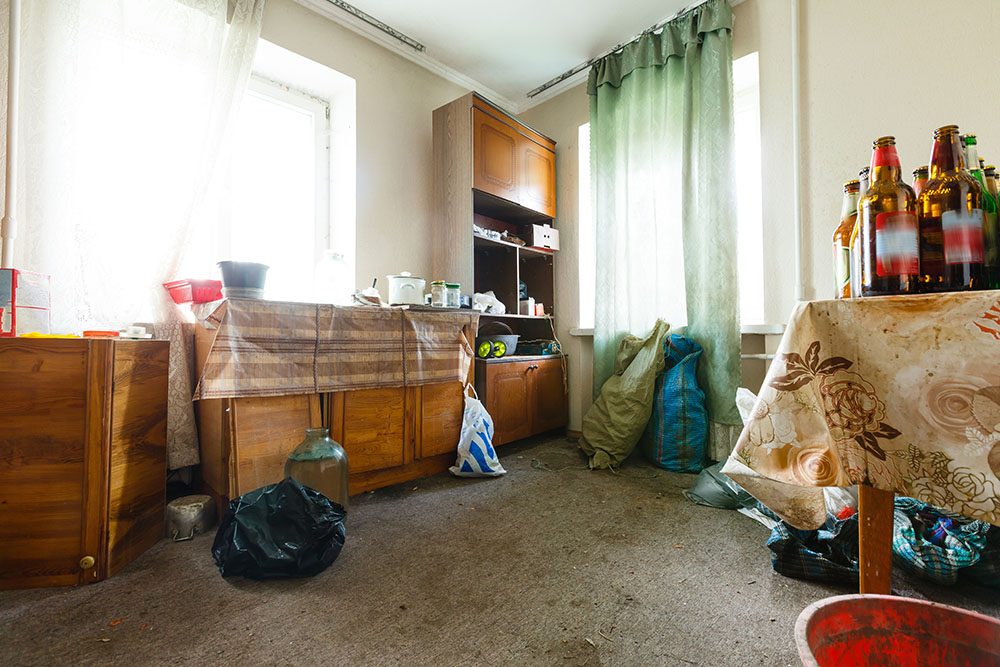 Old and messy living room