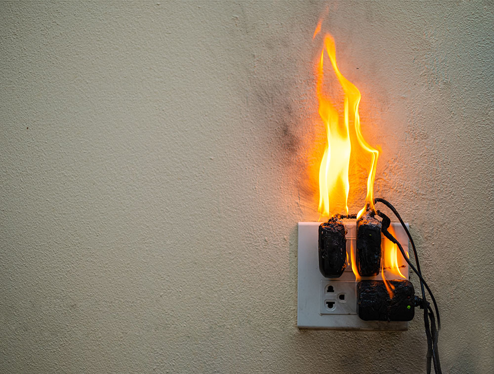 Electrical socket on fire