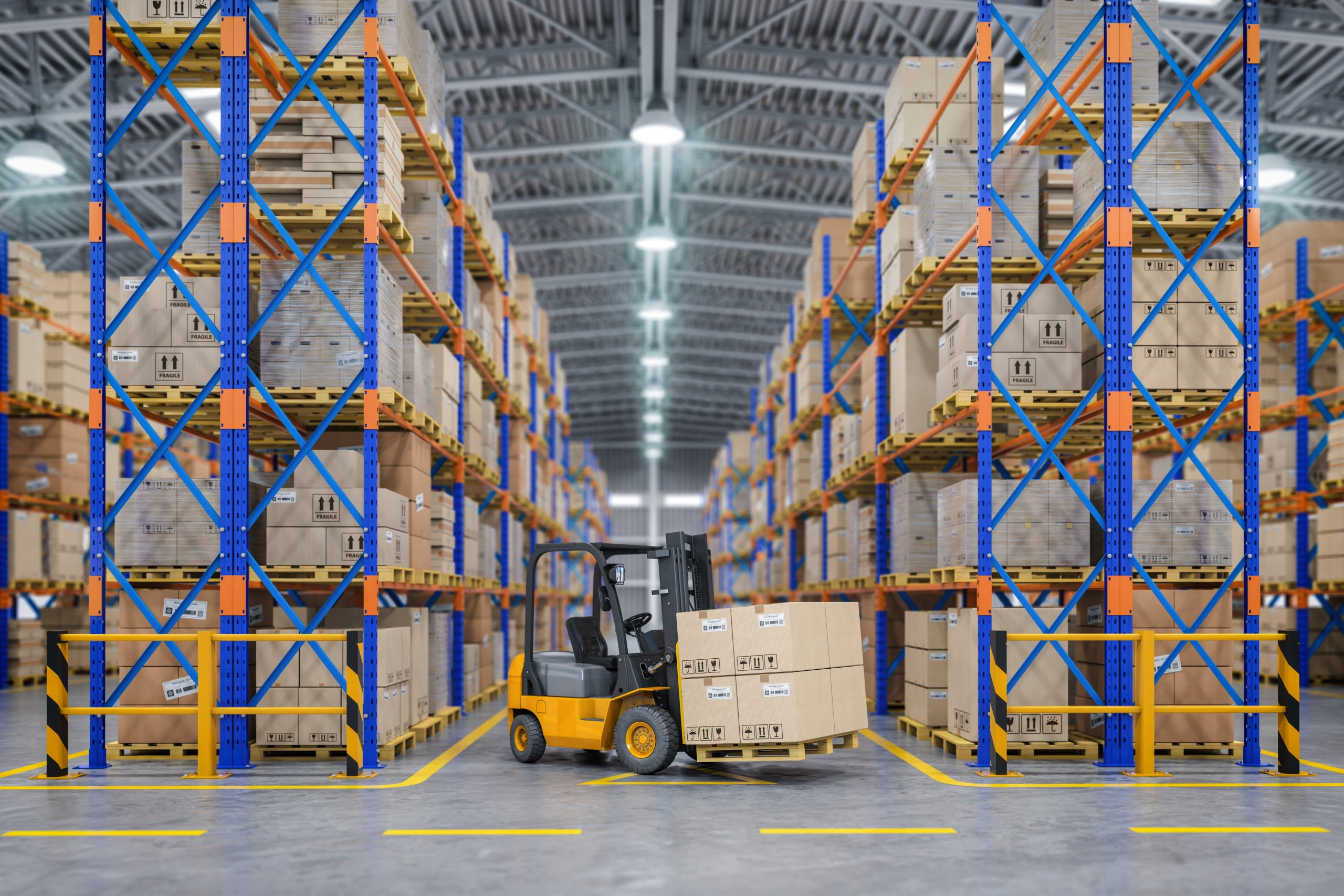 Warehouse with forklift