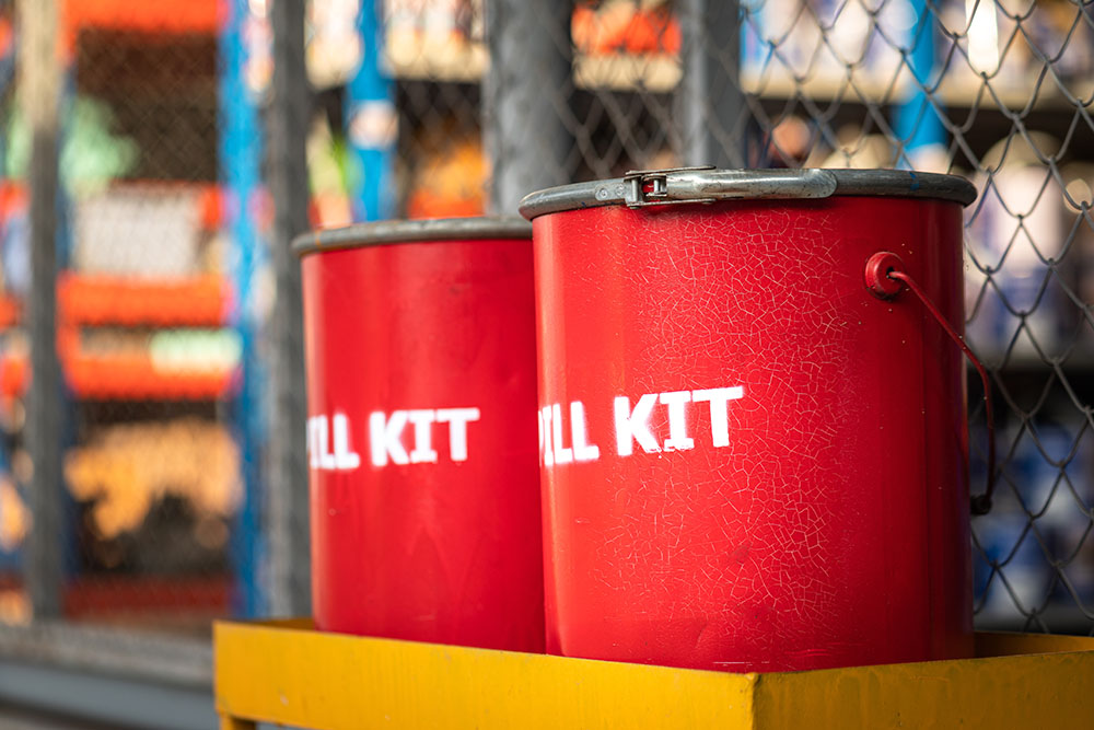 Mercury spill kit in a factory