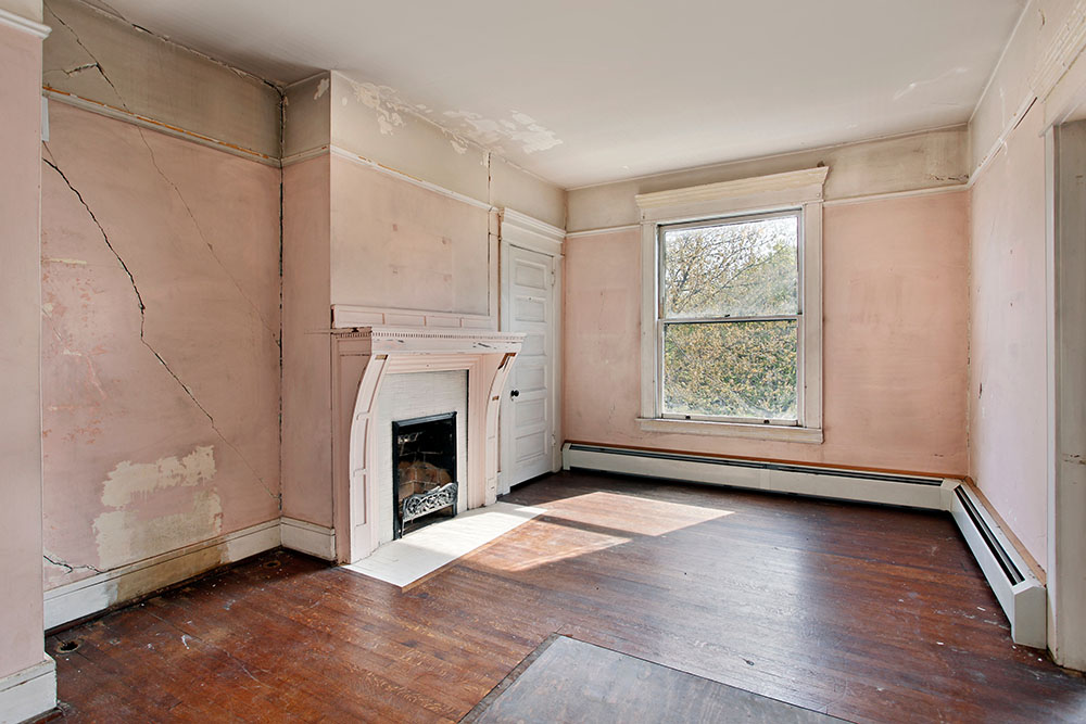 Nicotine stained walls in an old house