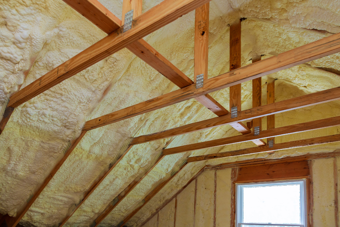 A loft recently fitted with foam insulation