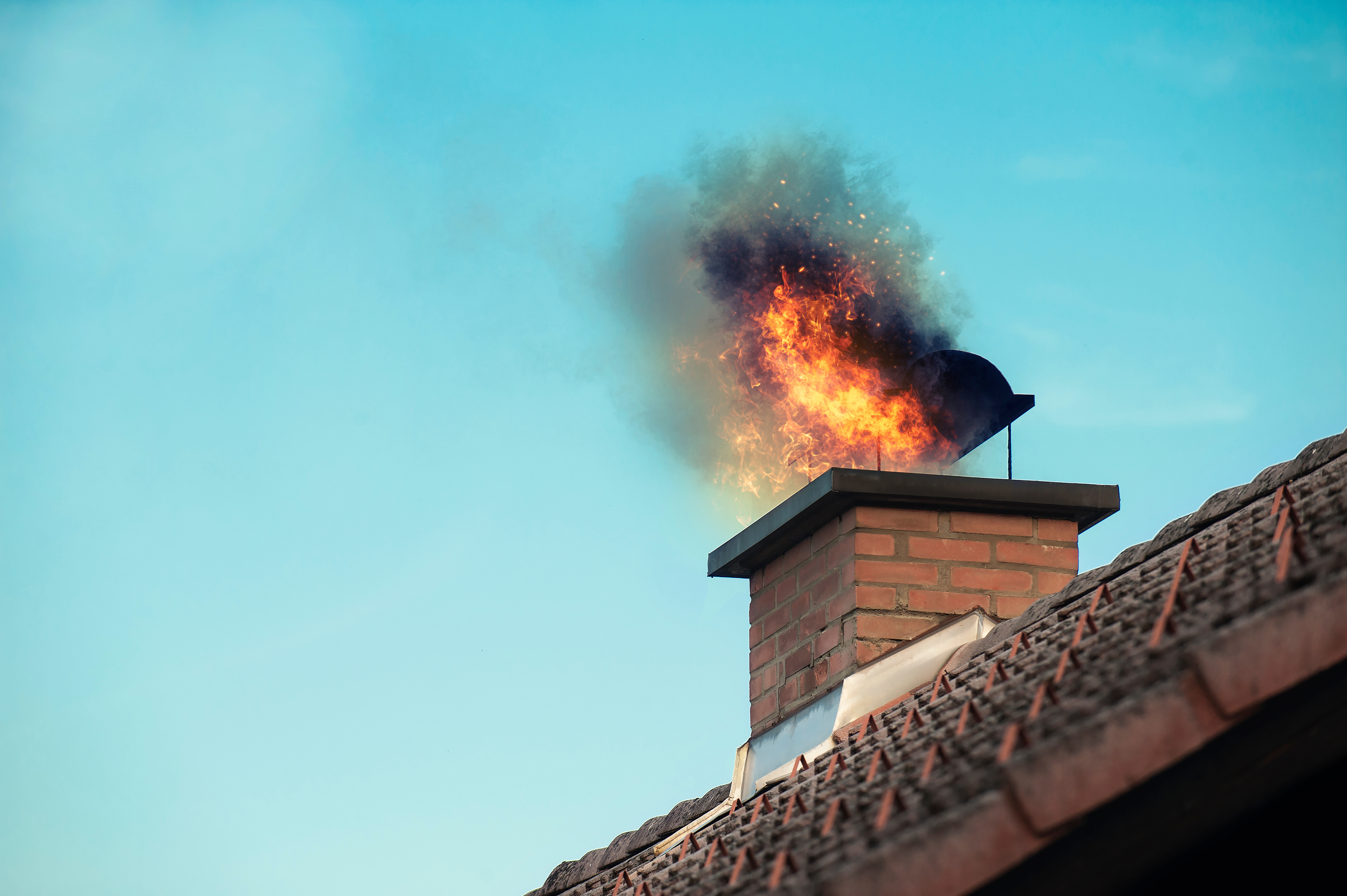 fire coming from chimney