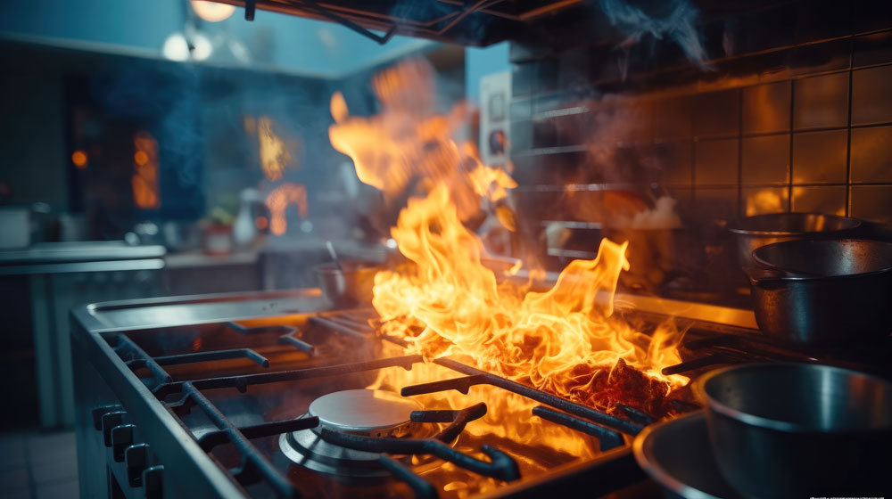 Fire in a commercial kitchen