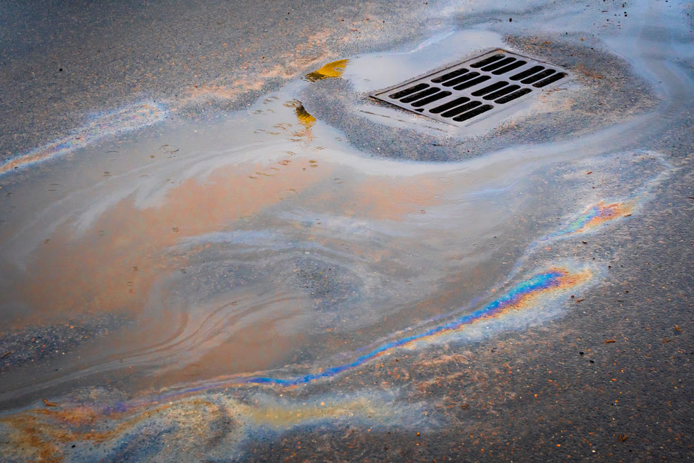 Oil on an asphalt road