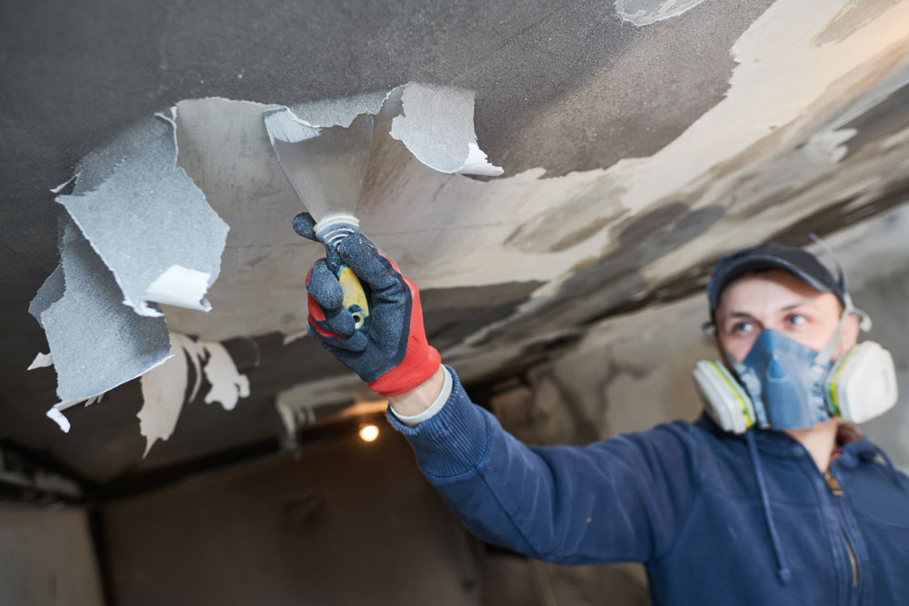 cleaner removing paint from ceiling