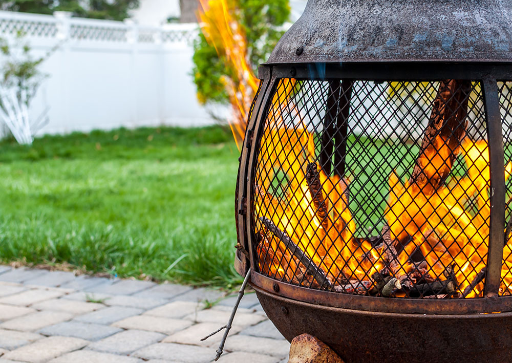 Fire pit on patio