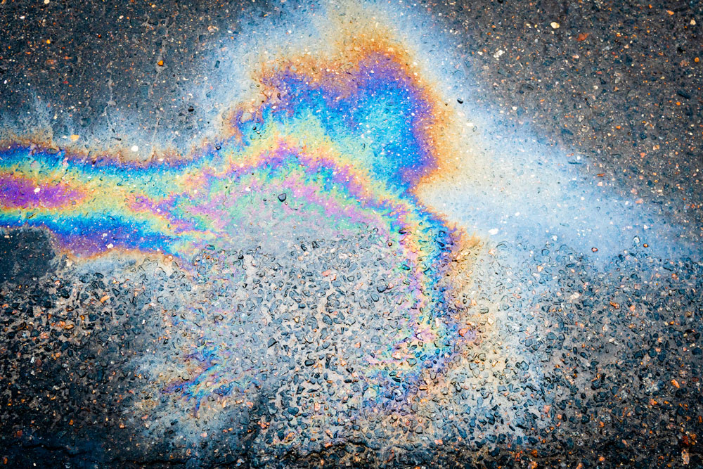 Gasoline spill on tarmac