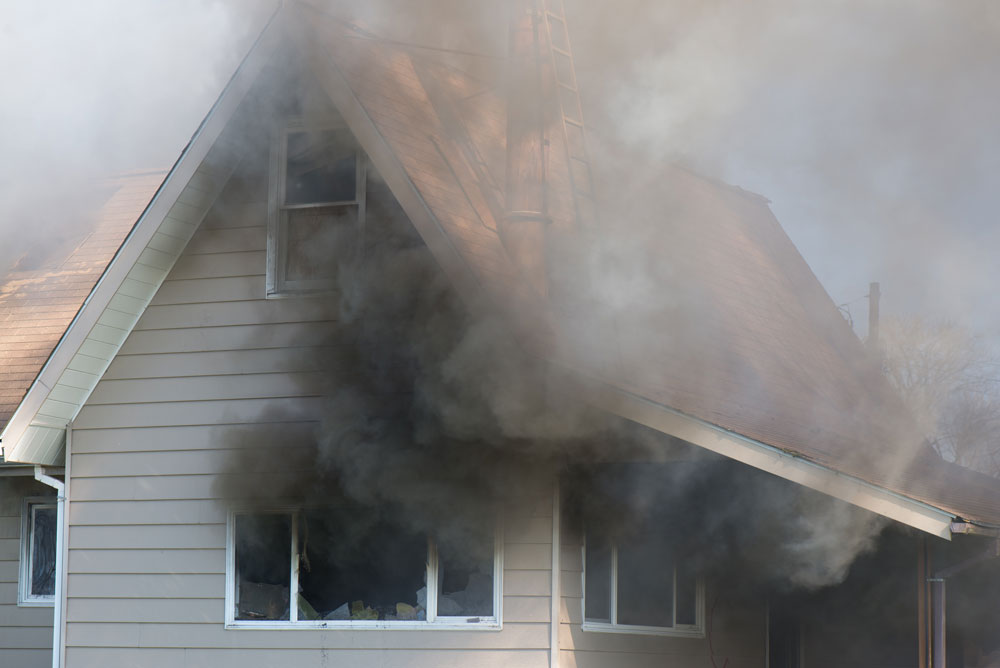 A house fire producing lots of smoke