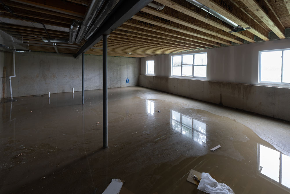 A flooded basement