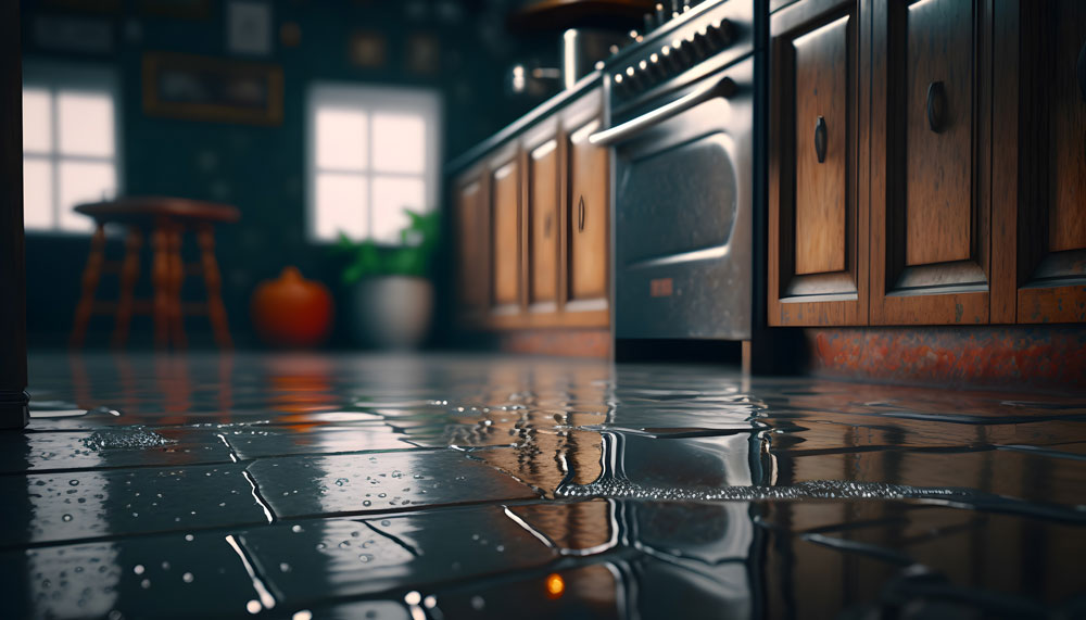 Water on a kitchen floor