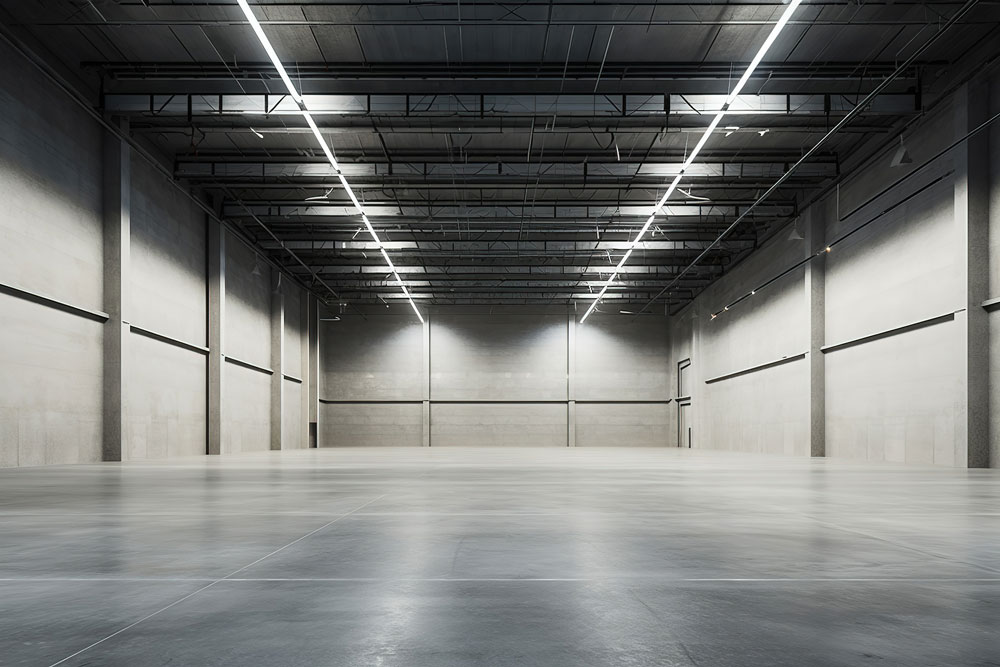 Concrete floor in a warehouse