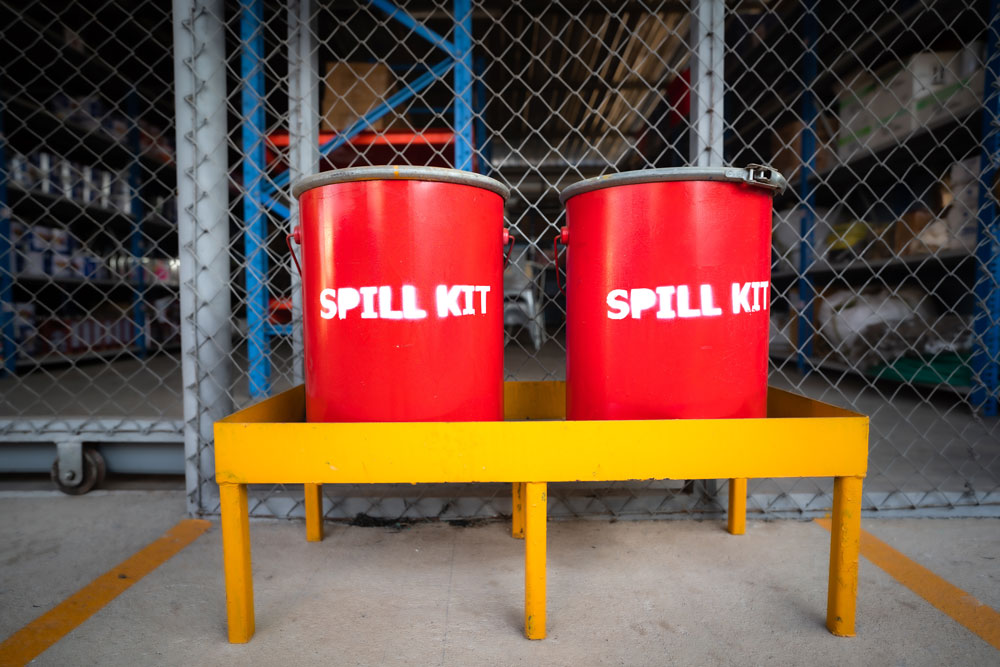 spill kits outside a chemical storage area