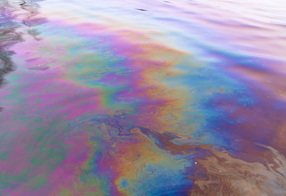 Oil spill in water