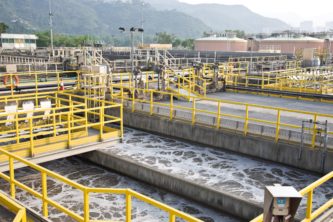 Waterways at a sewage treatment plant