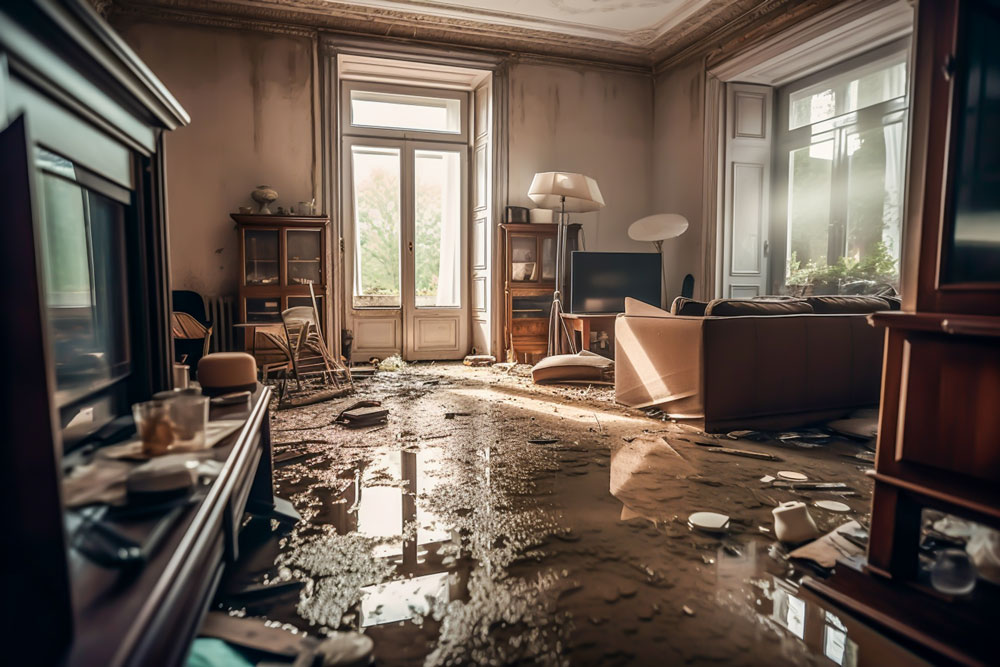 Flooded living room