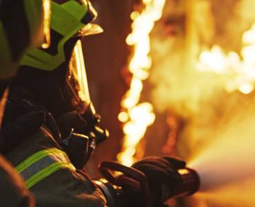 Firefighters extinguishing a fire