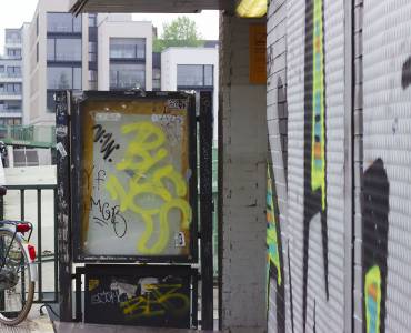 Grafitti on business facade